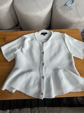 ZARA Peplum Heart Button Down Knit Top